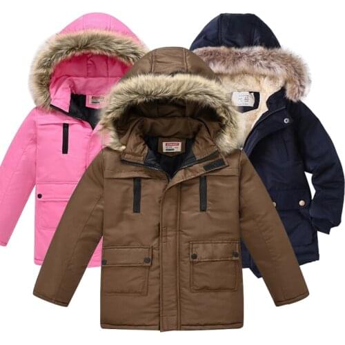 Winter childrens plush cotton coat coat 2020 new boys and girls childrens cotton padded childrens Plush Hooded Jacket