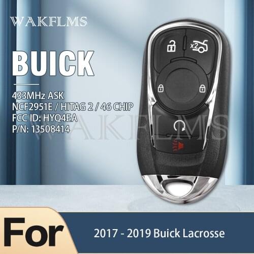 For Buick Lacrosse 2017 2018 2019 Smart Car Key 433MHz NCF2951E / HITAG 2 / 46 CHIP FCC ID:HYQ4EA P/N:13508414