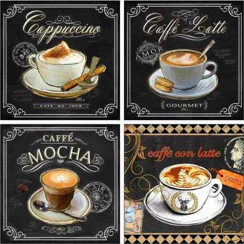 Huacan 5d DIY Diamond Embroidery Cross Stitch Coffee Cup Diamond Painting Full Square Mosaic Cappuccino Mocha Milk Wall Decor