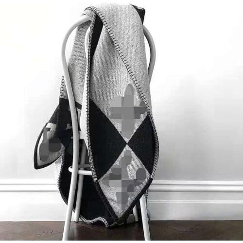 Cashmere Blanket Plaid H Crochet Soft Wool Scarf Shawl Portable Warm Sofa Bed Fleece Knitted Throw Cape Brand Blanket 135x170cm