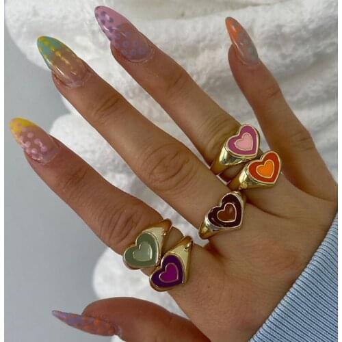 Smile Gal Ring Alien Flower Queen Rings Namel Thick Ring Size Luxury Spring Fine Lucky Jewelry Heart Clouds Rings for Women Gift