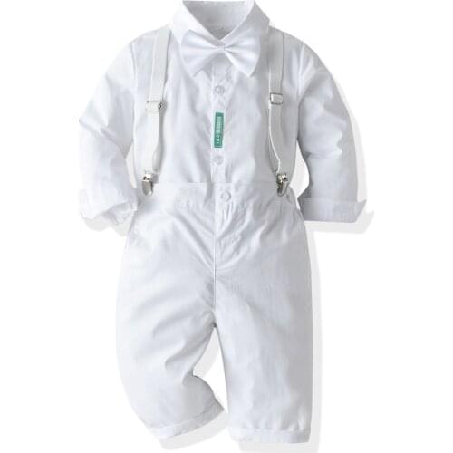Gentleman Baby Boy Clothes White Blouse Children Outfit Suits Boys Long Sleeve Shirts Pantalones Para Bebe Conjuntos Para Bebe