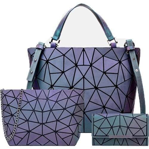 Fashion Women Handbags Bag Set Crossbody Bags For Women 2020 Geometric Luminous Shoulder Bag Female Purse And Wallet Tote Bag