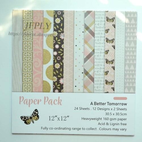 Butterfly Scrapbooking set Papers Cut seriers Craft Paper Card Making Background pad 12inches 24sheets/pack