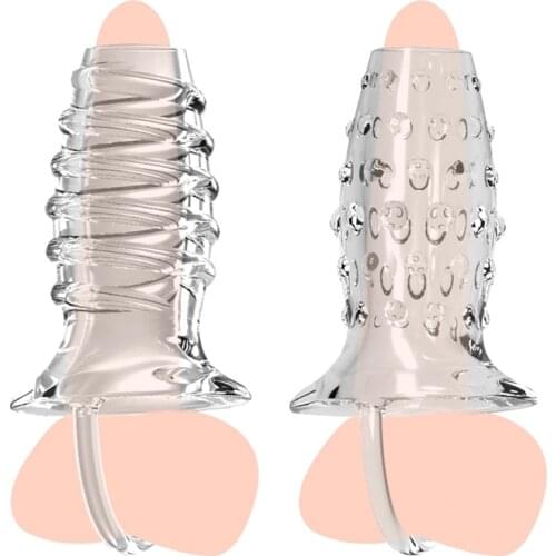 Penis Sleeve with Cock Ring for Men Delay Ejaculation Dildo Enlargement Erection Reusable Condom Erotic Sex Adult Gay Toys