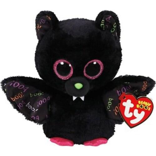 New 6 ‘’15cm Ty Beanie Stuffed Plush Animals Doll Dart the Bat Halloween series Collectible Big Eye Toys Boy Girl Birthday Gift