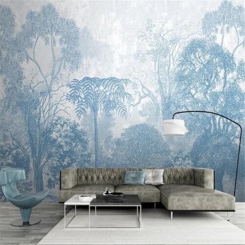 Milofi custom 3D Nordic hand-painted forest woods modern minimalist fresh background wall mural