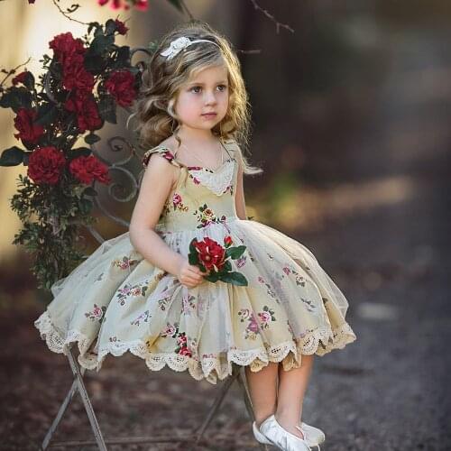 Pudcoco Kids Baby Girls Floral Lace Tutu Dress 2021 Summer Wedding Party Princess Dresses Children Clothes Baby Outfits 1-7Y