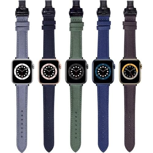 Bracelet For iWatch 44mm 42mm 40mm 38mm Canvas Nylon correa Watchband For Apple Watch Band Series 6 SE 5 3 Smartwatch Band Strap