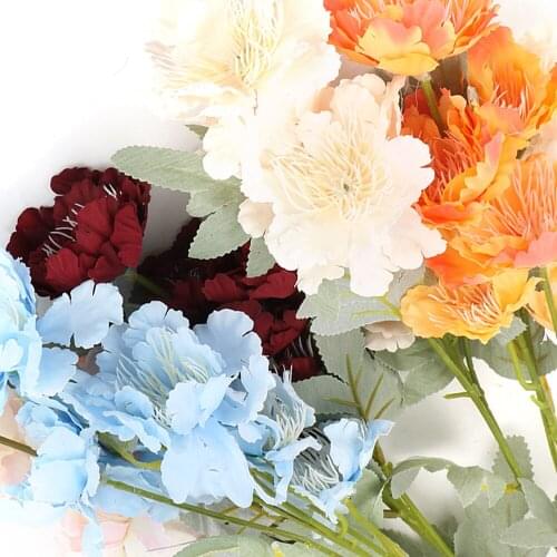 Bunch Silk 6 heads Flower Wall Materials 60cm Fake Flower Silk Cloth Artificial Flower Snow Peony Decor For Home wedding