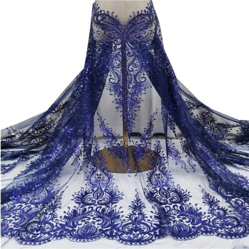 SJ Lace African Lace Fabric 2021 Sequins High Quality French Lace Fabric Latest Sequence Laces Wedding Women Dress XQ3-25