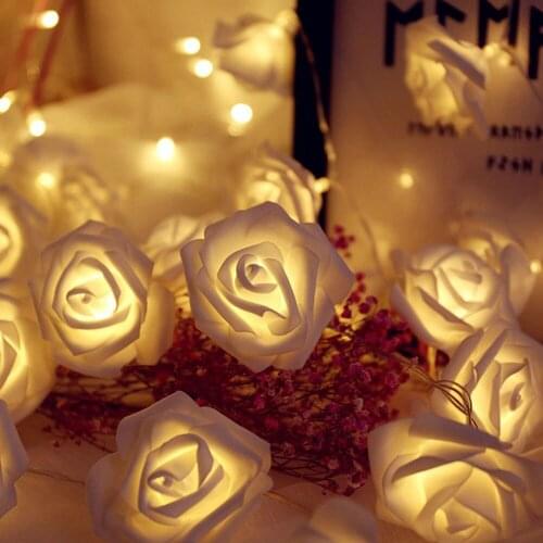 1.2/2.5M Rose Flower LED String Lights Battery Wedding Valentines Day Event Party Garland Indoor Lighting Christmas Decoration