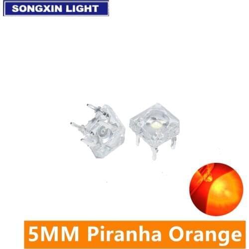 50 pcs LED 5MM amber/orange Piranha Super Flux Leds 4 pin Dome Wide Angle Super Bright Light Lamp For Car Light High Quality