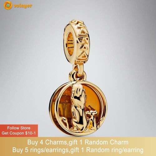 Volayer 925 Sterling Silver Beads Simba And Mufasa Sunset Charm fit Original Pandora Bracelet Women Jewelry Making Birthfay Gift