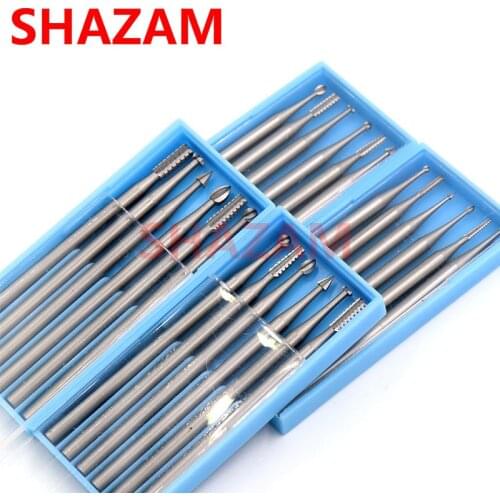 Tungsten Steel Engraving Cutter Olive Kernel Carving Knife 2.35mm Shank Electric 204 Dental Machine Micro Carving Cutter 5pcs