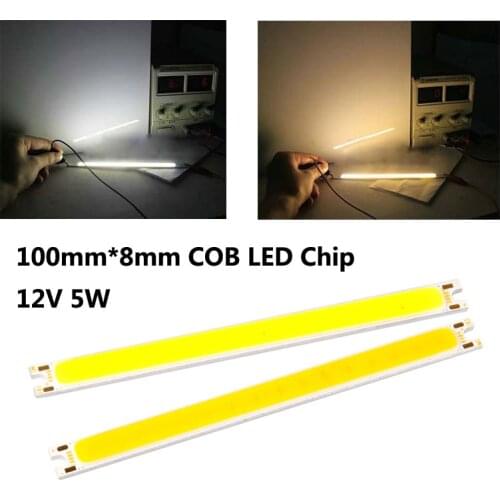 High Quality LED COB Light Strip 12V-13V 5W 100mm*8mm DIY LED COB For Home Outdoor Lamp Light Source 2pcs/lot Free Shipping