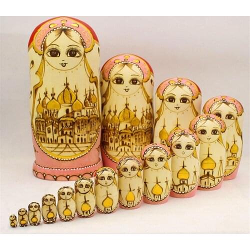 Top Grade 15 Layer Carved Matryoshka Doll Dry Basswood Russian Nest Doll Formaldehydeless Wooden Enducation Toy L30