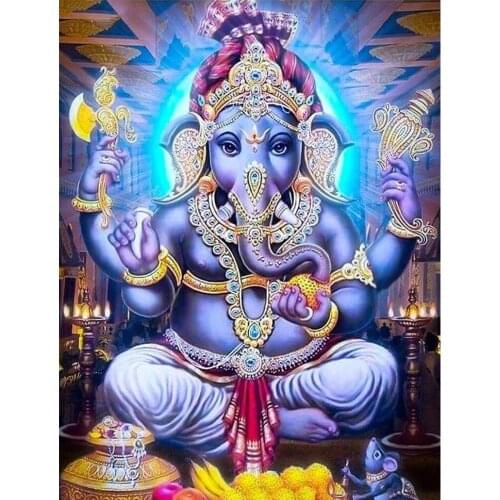 Yujohom Square 5D Diy Diamond Painting By Number Picture of Rhinestone Ganesha Paintings,mosaic Full Embroidery,Home Decoration