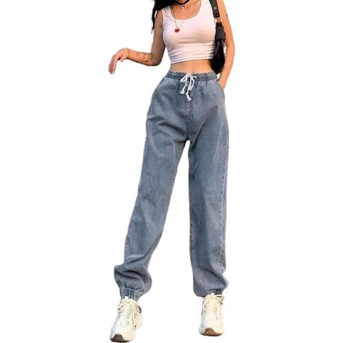 Women High Waist Jeans Lady Girls Slim Fit Pencil Pants Harem Denim Pantalon Streetwear Female Legged Trousers