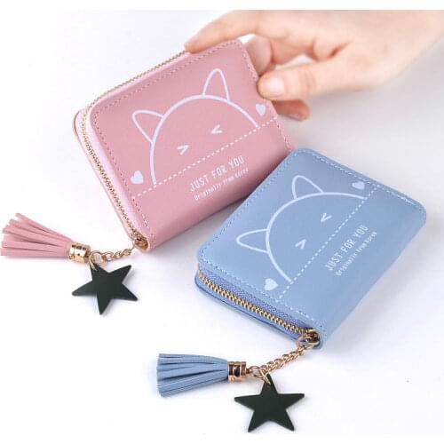 Women Wallets Lady Purses Cards Holder Short Cat Zipper Coin Purse Clutch Woman Wallet Girls Fold Mini Money Bags Pockets