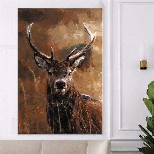 Animals Posters and Prints Canvas Painting Deer Wall Pictures for Living Room Decorative Pictures Home Decor Oil Painting