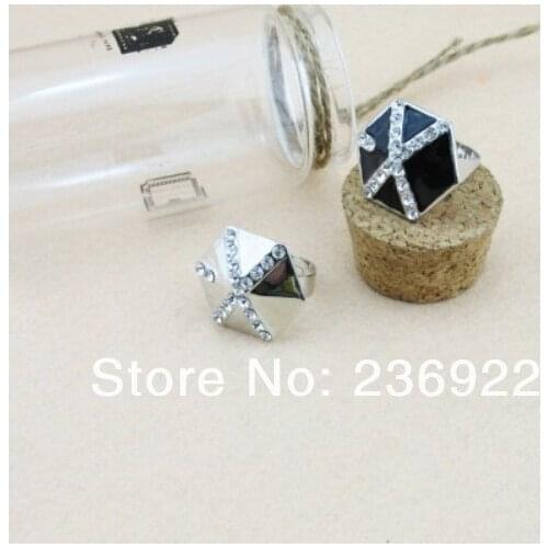 ZRM (can mix color)Fashion Jewelry wholesale 20pcs/lot fashion EXO KRIS logo adjustable star charm ring men jewelry
