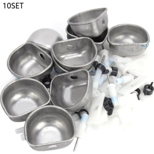 10 Sets Stainless Steel Rabbit Drinker Drinking Water Bowl Feeding Accessories for Marten Rabbit Farm Feeding Tools