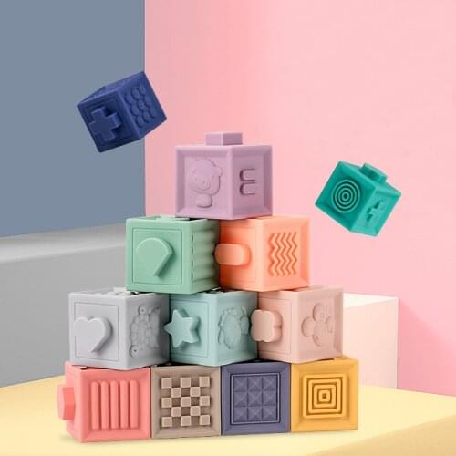 12pcs Set Baby Hand Grasp Ball Toddler Tactile Perception Toys Soft Plastic PVC Building Blocks for Baby Grasping Training Toy