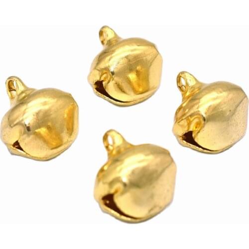 13mm Gold Jingle Bell Charms Christmas Bell Cross Bells holiday Bell Ornaments Pendant Bells for Collar Christmas Home