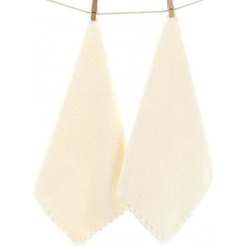 2Pcs Square Soft Solid Color Coral Fleece Water Absorption Face Hand Towels