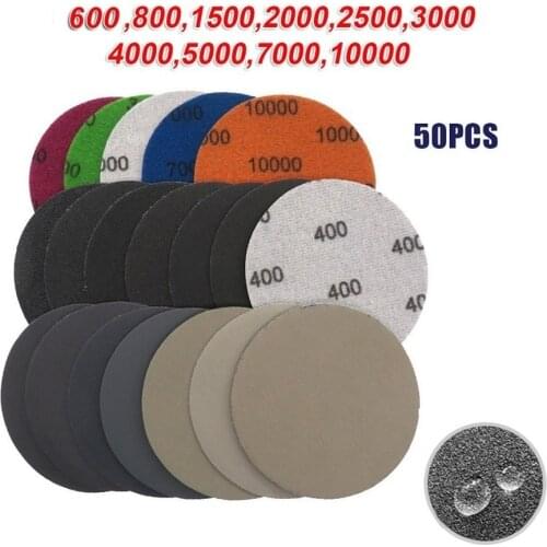 50pcs 3Inch Wet And Dry Sanding Discs Sandpaper Hook&Loop Pads Grit 600-10000 For Polishingk Abrasive Tool Accessories