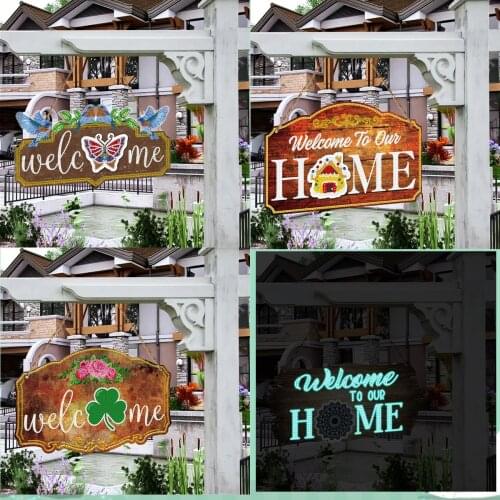 5D DIY Diamond Painting Door Welcome Sign with December Replacement Magnet