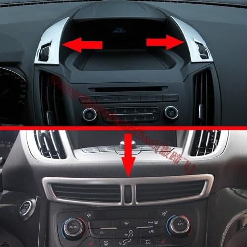 ABS Pearl Chrome Inside Interior middle Air-Condition Vent Outlet Cover Trim For Ford Kuga Escape 2017 2018