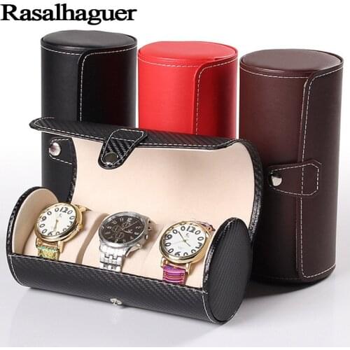 Free Shipping Luxury 3 Slot Watch Display Gift Box Case Roll Wristwatch Necklace Bracelet Gift Box Case Storage Travel Pouch
