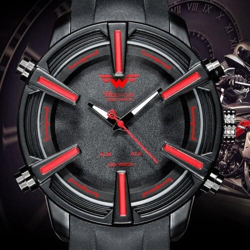 WOLF-CUB Multiple Time Zones Sport Watch Brand Auto Date Day LED Alarm Silicone Band Analog Quartz Military Men Digital Watches