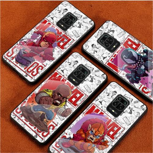 Hero Marvel Member For Xiaomi Redmi Note 10 10S 9T 9S 9 8T 8 7 Phone Case Tempered Glass Hot New Shell Luxury Cove