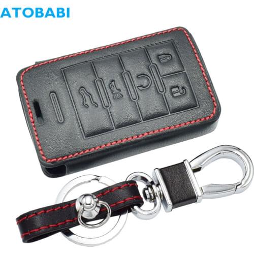 Real Leather Car Key Case For Cadillac DTS STS Escalade CTS SRX XTS ATS C7 Corvette Smart Keyless Remote Fob Cover Keychain Bag