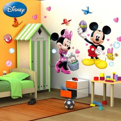 Disney Cartoon Mickey Minnie Wall Stickers For Kids Children Bedroom Living Room Wall Decal Art Poster Mural Home Decor