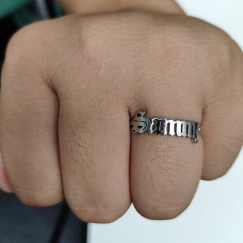 Gothic Custom Old English Name Ring For Women Personalized Gold Silver Stainless Steel Ring Wedding Jewelry Accessories