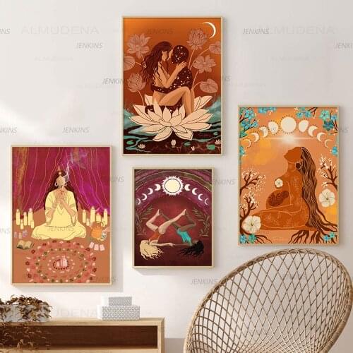 Canvas Sun Moon Art Print Birth Soul Mate Fine Art Spiritual Love Illustration Poster for Home Wall Home Decor Home Decor