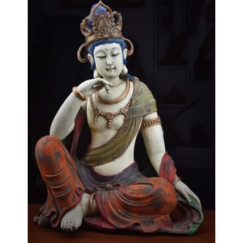 Camphor Wood Carving Avalokitesvara Offering Home Guanyin Sakyamuni Amitabha Buddha Statue Home Decoration