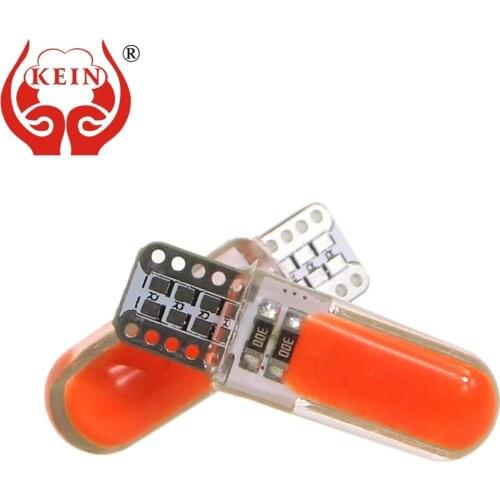 KEIN 10PCS 194 w5w t10 led silicone T10 COB led auto side wedge reading dome license plate Signal lamps bulb light 12V white 168