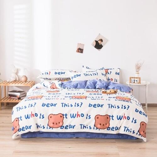 Sweet Bear Bedding Set Duvet Cover Set Pillowcase Home Textiles 2/3pcs Bed Linen King Queen Size Dropship