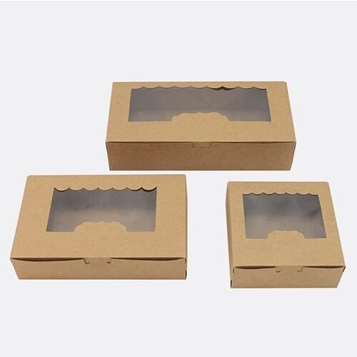10pcs/lot White / Brown Baking Food Packing Boxes Party Favor Kraft Cookies Biscuit Storage Paper Boxes Chocolate Candy Gift Box