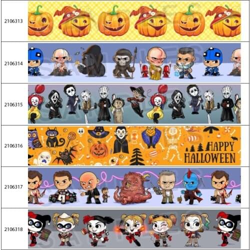 Happy Halloween Play Pattern Printed Grosgrain / Satin Ribbons 10 yards