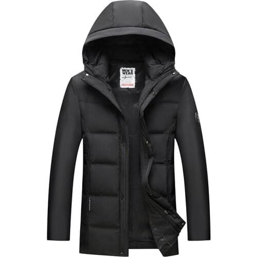 Winter New Style Youth Mens down Jacket Mid-length Hooded Fashion Stylish Thick Warm Jacket