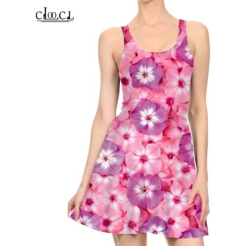 CLOOCL Colorful Flowers 3D Print Summer Dress Women Slim Sleeveless Sexy Dresses Women Pleated Size Beach Dress