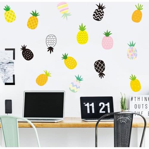 Hot Creative Colorful Pineapple Wall Sticker Bedroom Childrens Room Kindergarten Classroom Wall Decor Paste Full of Life