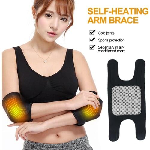 1Pair Magnetic Therapy Self-Heating Arm Elbow Brace Support Belt Anti Cellulite Tourmaline Pain Relief Weight Loss Strap Bandage