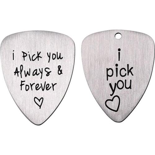 Engraved Ukulele Pick Musical Instrument Accessory I Guitar Titanium Always Carved Pick & Forever You Steel Letter Pick V3Z7